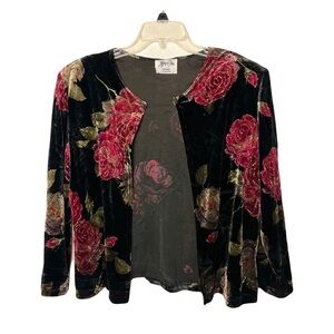 Jeffrey & Dara Evenings by Tom Barr | Vtg Sparkly Floral Velvet Cardigan, Large